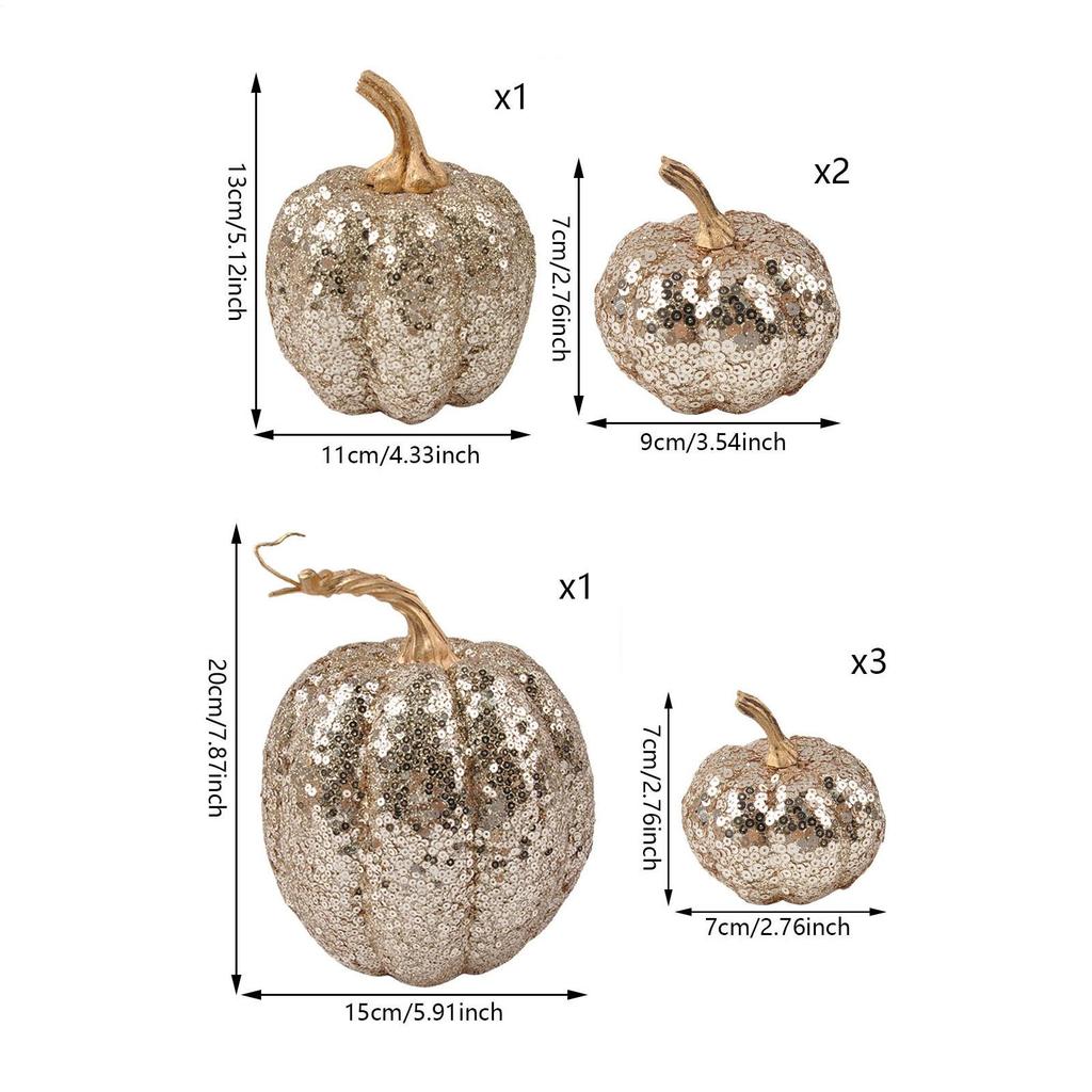 7pcs Artificial Pumpkins Sets Ornament Fake Simulation Pumpkins Halloween Thanksgiving Party Props Home Decoration