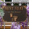 2D Flat 1pc ("8x12"), "Best Seat In The House" Vintage Rustic Metal Sign, Funny Bathroom Wall Decor, Toilet Humor Art Plaque for Home or Office