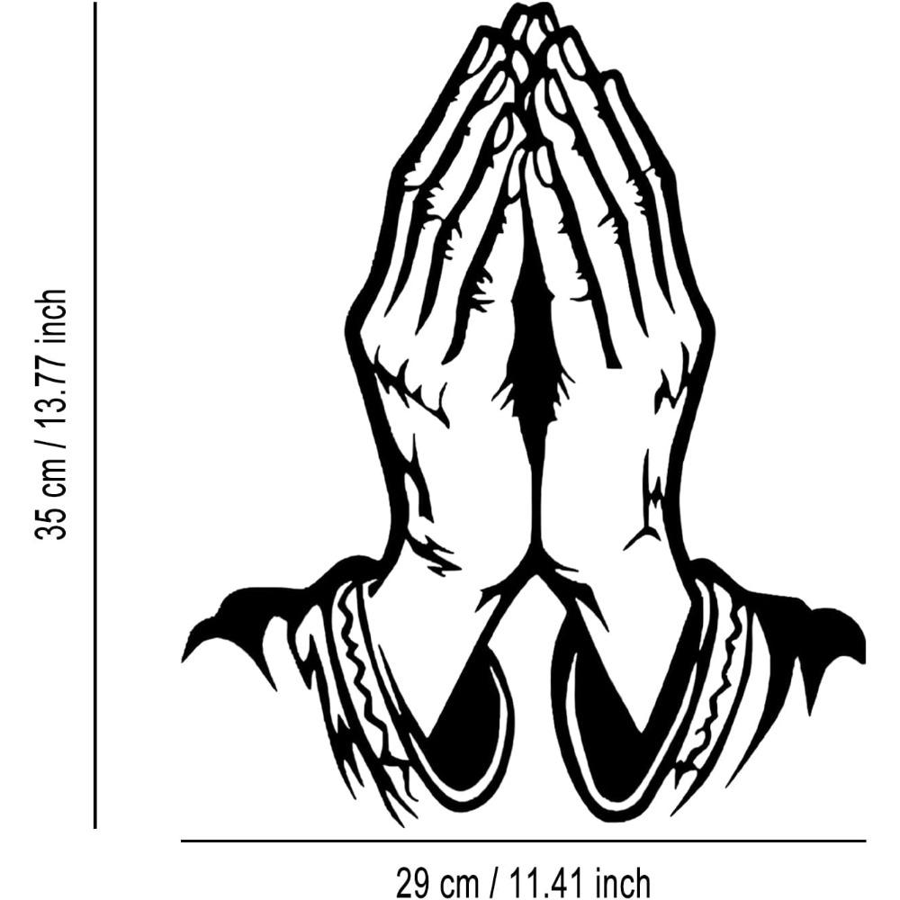 Black Metal Praying Hands Wall Art Religious Christian Faith Decor for Living Room Bedroom