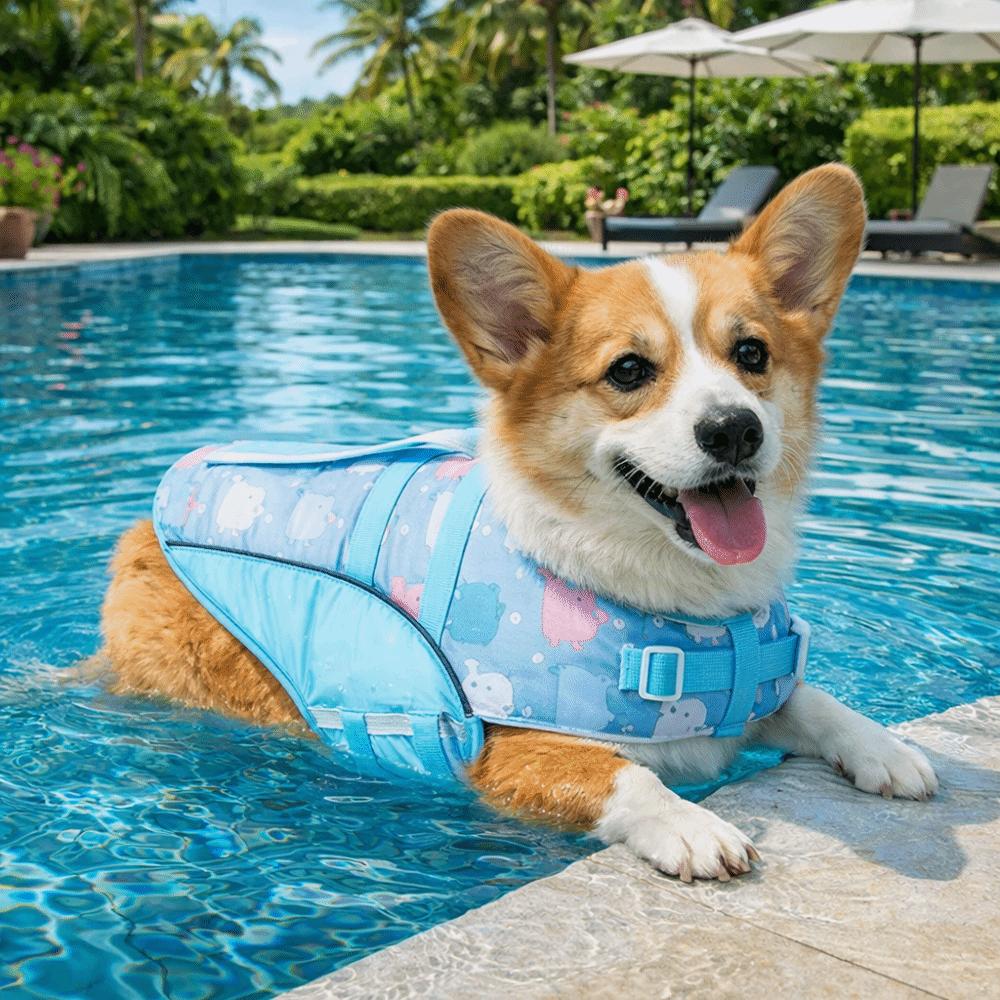 Secure Fit Dog Life Jacket Adjustable High Flotation Life Vest Dog Swim Suit Small Medium Dogs