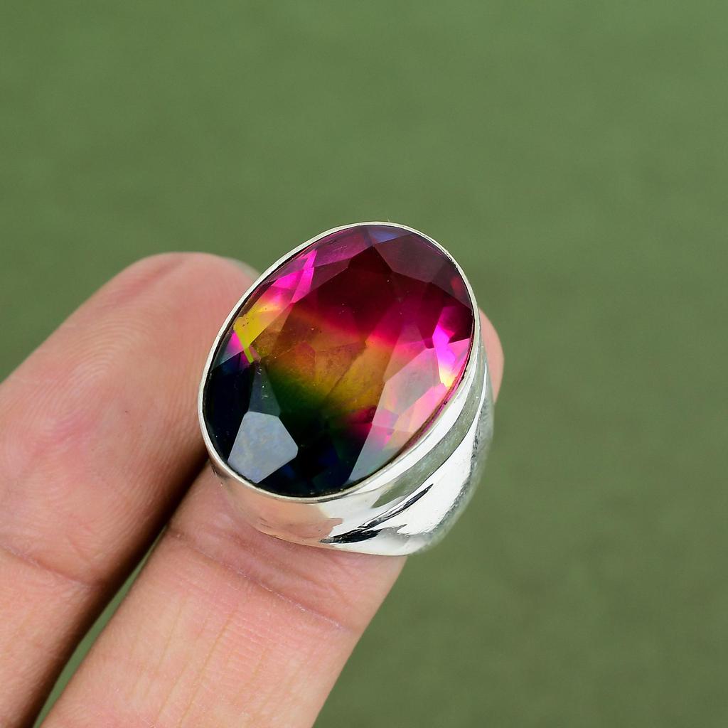 Faceted Multi Tourmaline Ring 925 Sterling Silver Rings Handmade Jewelry Top Quality Gemstone Ring Anniversary Gifts Available In Ring Size