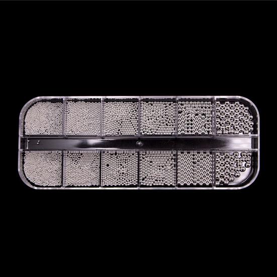 1 Set 12 Grids Nail Art Bead Kit with Storage Box 3D Nail Art Metal Caviar Beads DIY Manicure Design Decoration Charm Nail Accessories