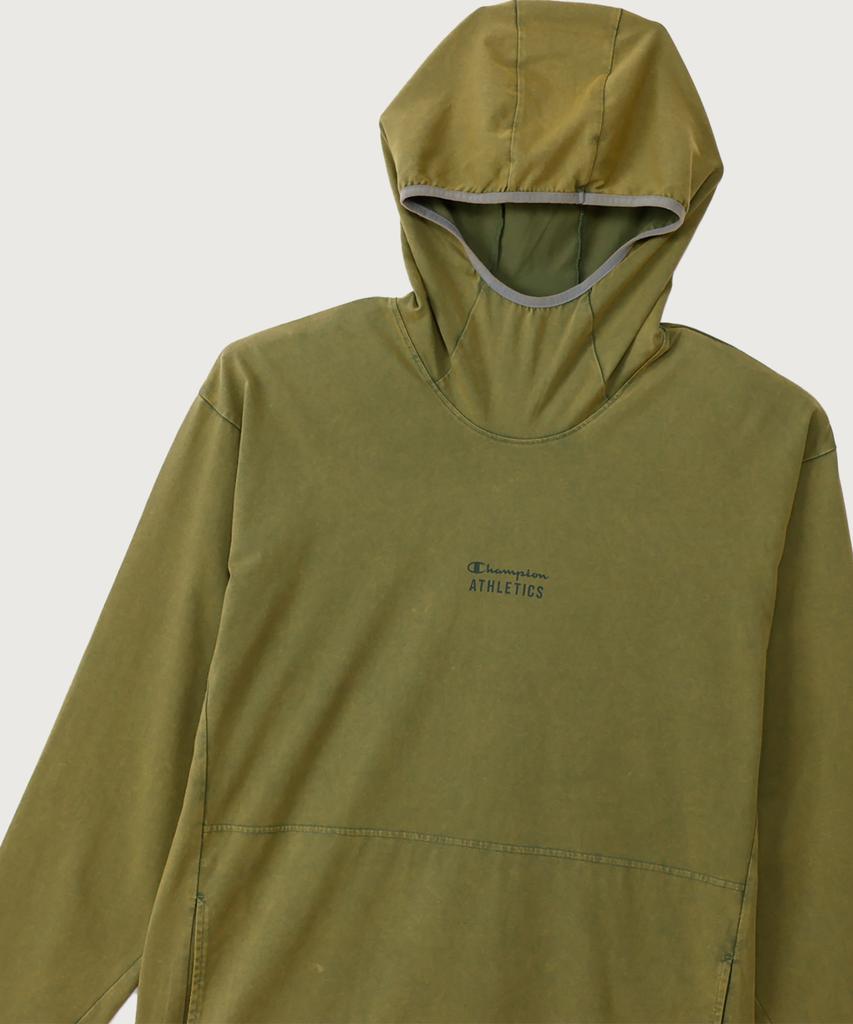 Washed Regular Fit Athletic Long Sleeve Hoodie Olive