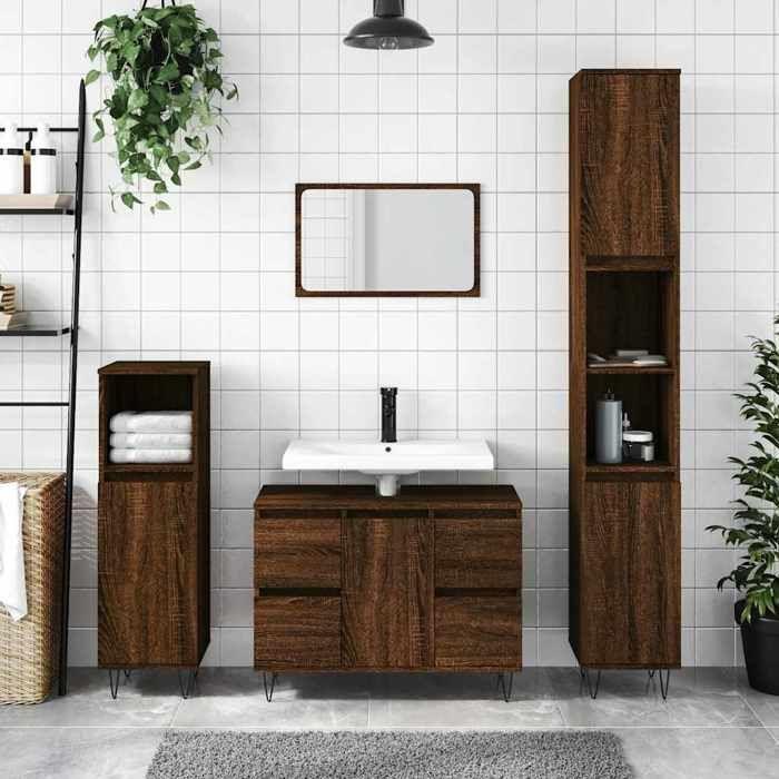 VidaXL Armoire salle de bain chêne marron 80x33x60cm bois d'ingénierie 831659