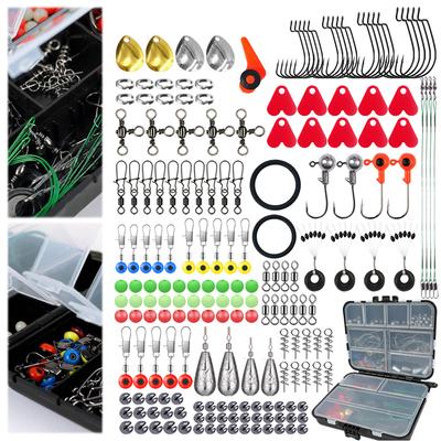 187pcs Fishing Accessories Kit Including Jig Hooks Sinker Weight Swivels Snaps Outdoor Fishing Accessories Set