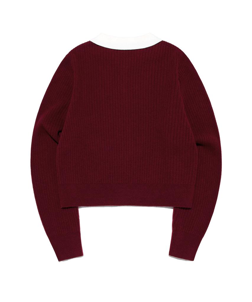LEE Women Color Block Collar Knit Burgundy