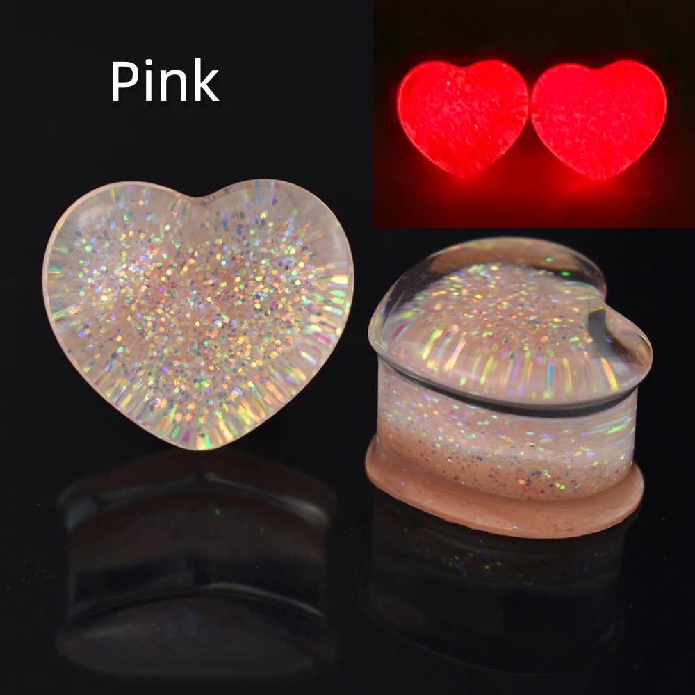 

Светящиеся в темноте 2 шт. 6-50 мм милые затычки для ушей в форме сердца, туннели, датчики, расширитель для ушей, украшения для тела для женщин и мужчин 25mm розовый