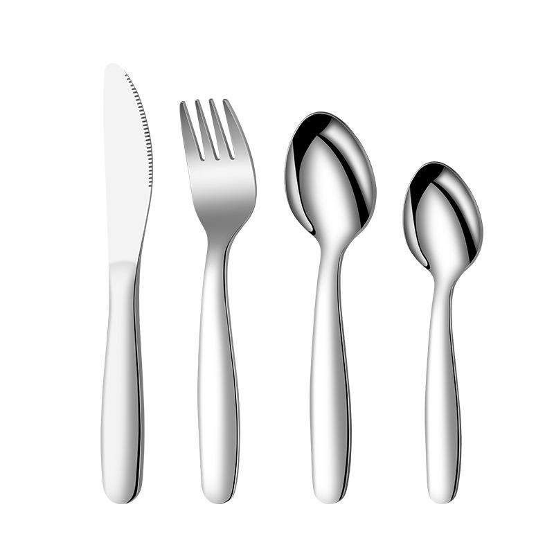 304 stainless steel tableware children's knives, forks, spoons baby complementary food feeding western food four-piece tableware set