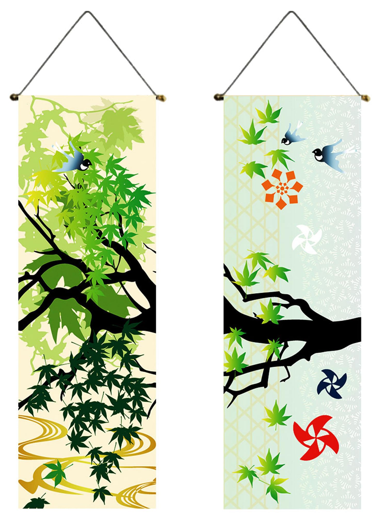 

Гобелен Набор из 2 Тонкий гобелен Подвесной свиток Свежий зеленый Зеленый клен Раннее лето Клен Птица Ипомея Золотая рыбка Весна Лето Сезонный Пикник