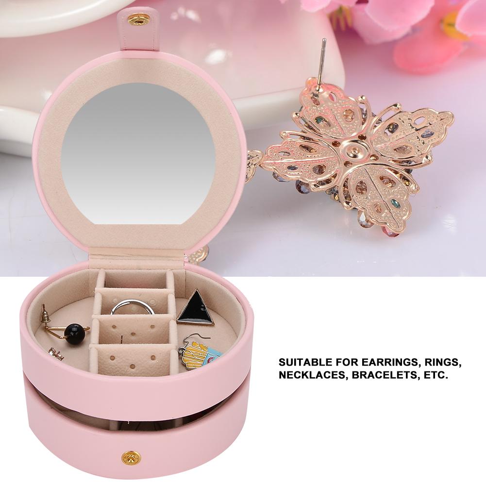 Boîte à Bijoux PU Portable Multifonctionnelle Rangement Organisateur pour Bijoux Bagues Boucles d'Oreilles(Rose )