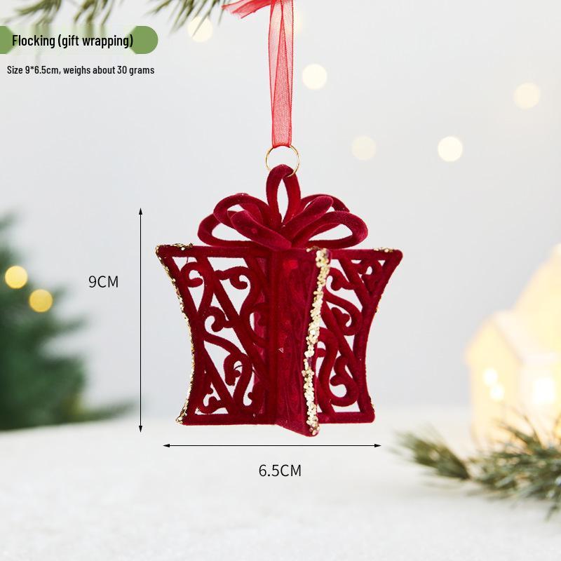 Christmas Flocking Bow Ornament - Window & Tree Decor