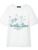 American Retro Dolphin Print Oversized Cotton T-shirt - Women's Trendy Straight Shoulder Short Sleeve