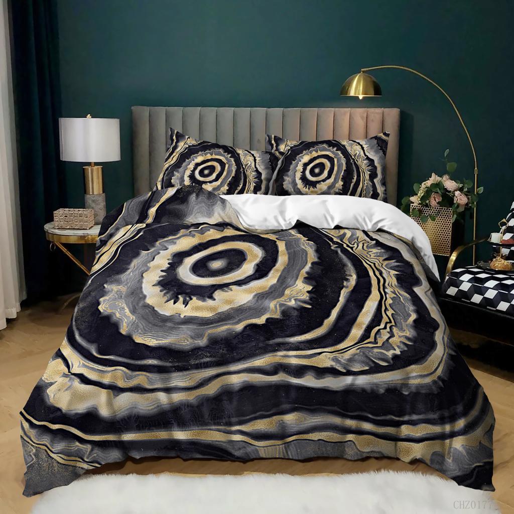 Gradual Change Color Marble Texture Pattern Duvet Set Digital Printing Three-Piece Set Bedding