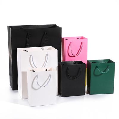 24pcs Solid Color Paper Shopping Gift Bags with Handles for Small Business Gifts Flower Wrapping Milk Tea and Coffee Cups