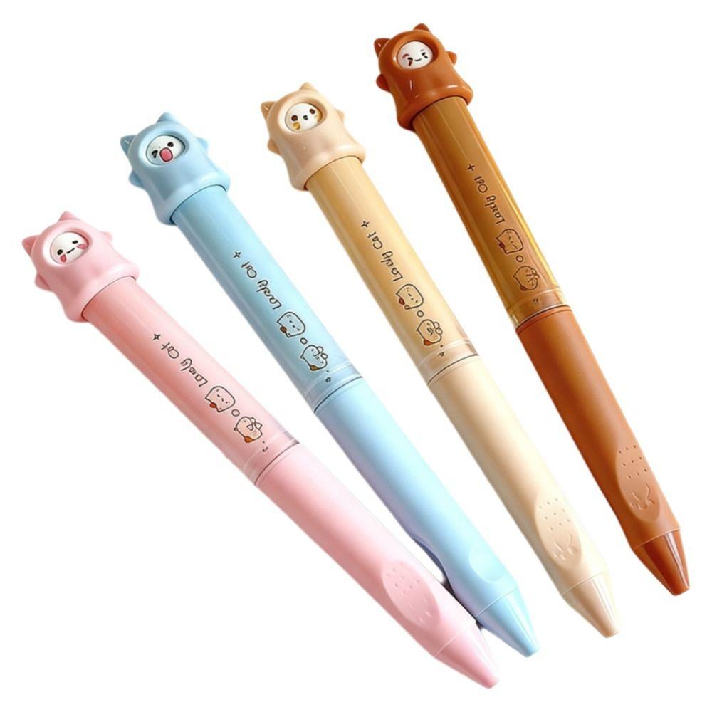 4Pcs Variable Moods Black Ink Exam Pens 0.5 Mm Kawaii Cartoon Pens New Cat Gel Pen Set Student