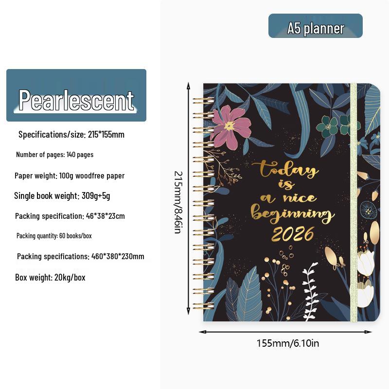 2026 English Student Weekly A5 Planner Coil Notebook