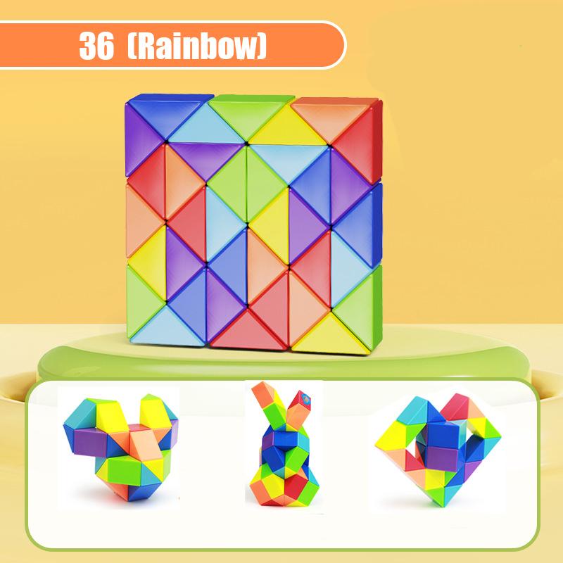 Colored Magic Cube Toys Magic Rule Snake Multi-color Puzzle Fidget Toys Decompression Transformable Cubes Educational Toys