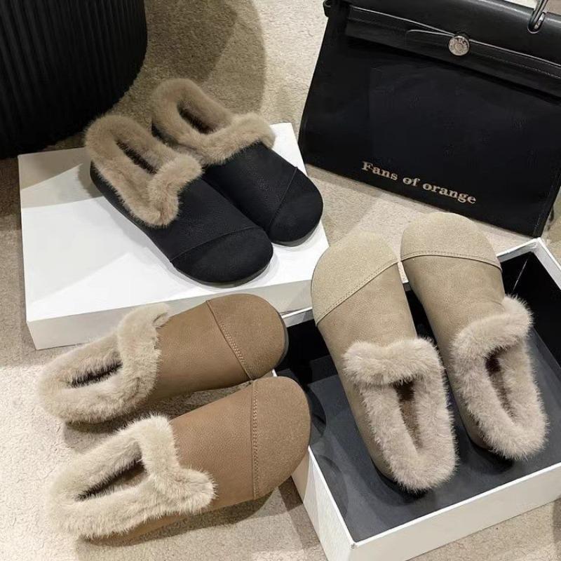 Fashion Winter Shoes Women Loafers Female Footwear Casual Shoes Women Flat Heel Leather Retro Winter Lightweight Fashion Comfy