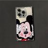 Clear Square Back Tube Case Protection For iPhone 12 15 Plus 13 16 ProMax 11 14 Pro Max Mischievous Mickey Mouse Pattern