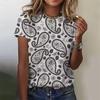Summer Round Neck Retro Bohemian 3D Print Top Fashionable Casual Short Sleeved Women's T-shirts