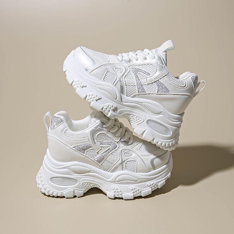 Small thick-soled dad shoes 22 new breathable mesh casual inner height-increasing sports shoes show small feet