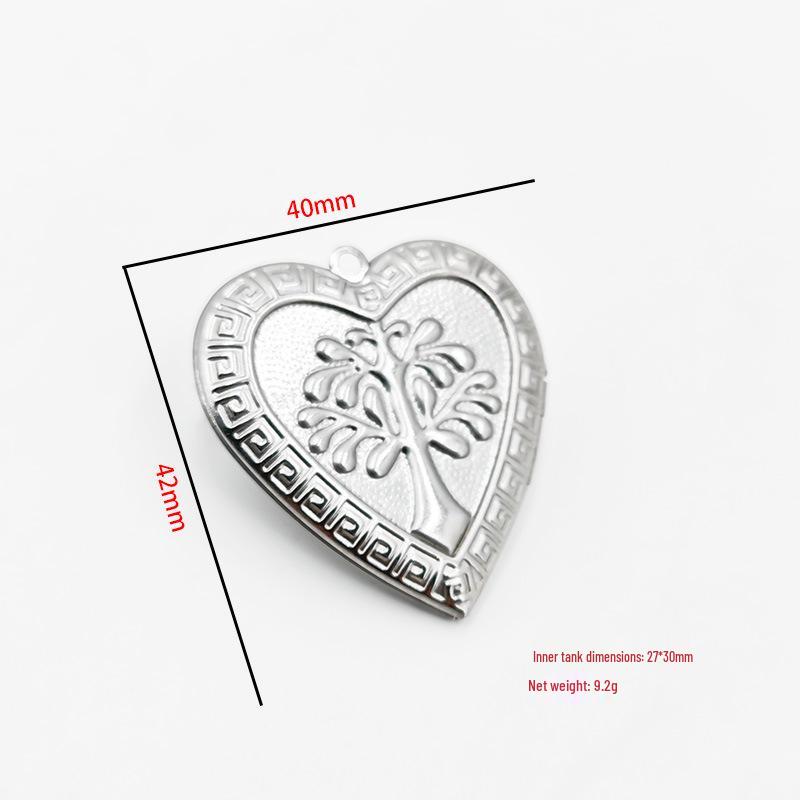 Collana Ciondolo Scatola Portafoto a Forma di Cuore, Rotonda e Quadrata in Acciaio Inossidabile Fai da Te