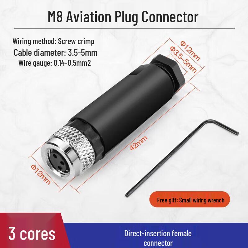 M8 Waterproof Aviation Sensor Cable Connector