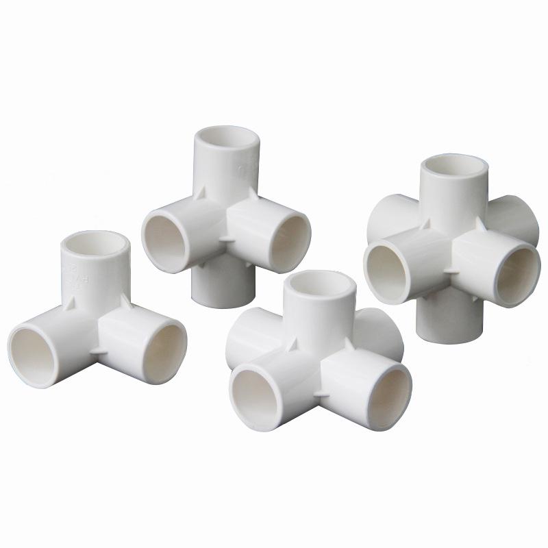 PVC Multi-Way Fittings: 3D Tee, 4-Way, 5-Way, 6-Way, 90° Elbow for Water Pipes (Sizes: 20, 25, 32, 40, 50).