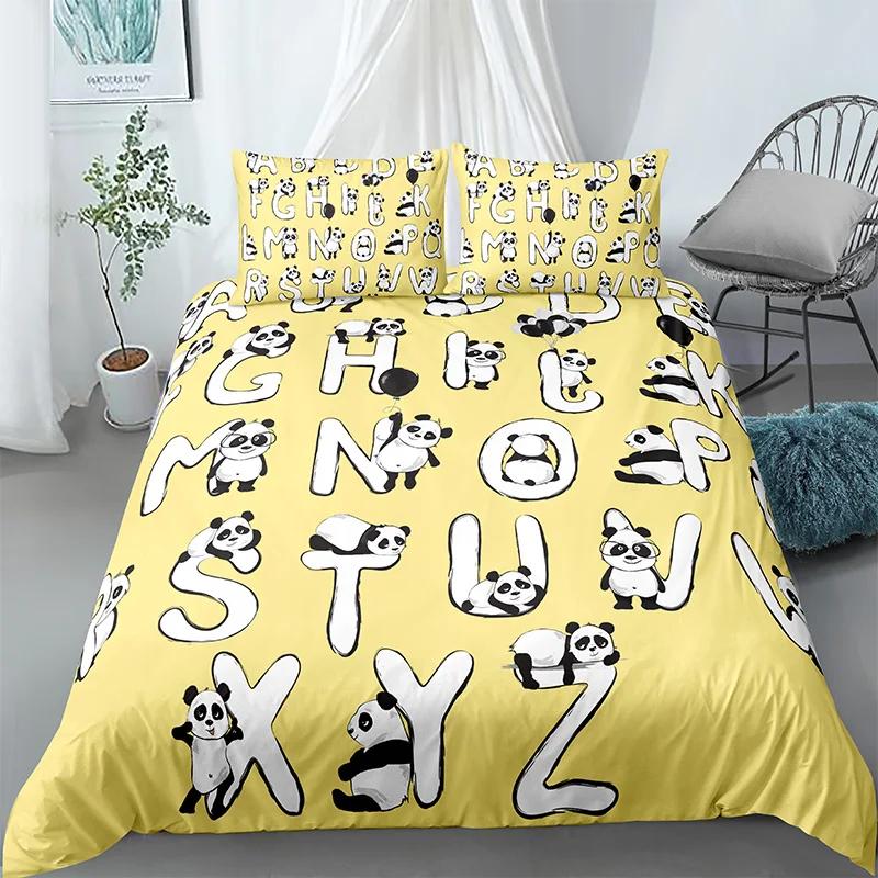 Panda Printed 2/3pcs Bedding Set Bamboo Duvet Cover For Adult Child Bedclothes And Pillowcases Comforter Covers Bed Sets