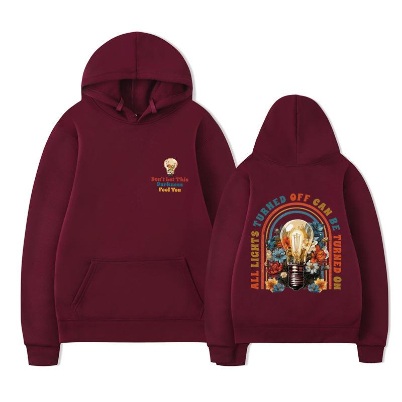 Don'T Let This Darkness Fool You Printed Hoodie Plus Size Loose Sweater Men