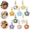 Lightweight Bag Charm Plush Flower Keychain for Backpack, Fuzzy Floral Keyring Decorative Pendant Charm, Women Girls Handbags Accessory Keys