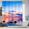 Beautiful Ocean Sunset Sailboat Bathroom Curtain Blue Sky Sea View Waterproof Fabric Decor Hooks Included Ideal Easy-Clean