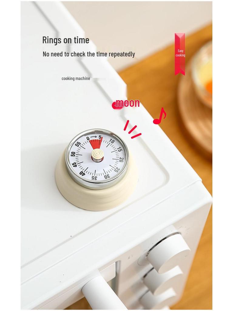 Japanese Style Stainless Steel Mechanical Kitchen Timer with Alarm for Students