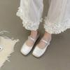 Fashion Baotou Lace Slippers Summer Women's Outside New Square Toe Shallow Mouth Soft Sole Outside Wear Mary Jane Non-slip Flats