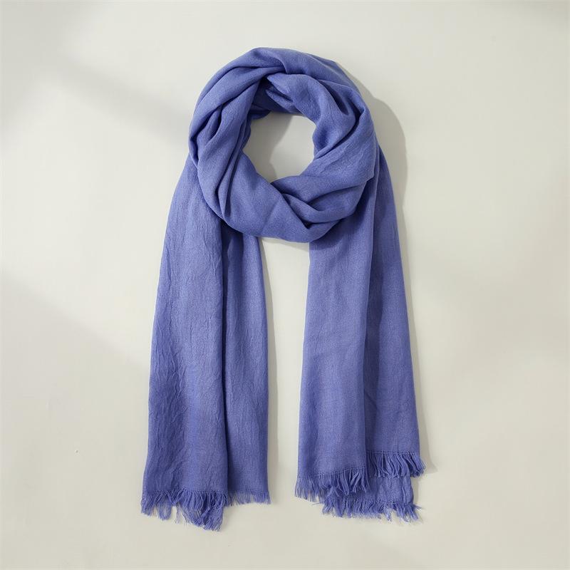 Sweet Solid Color Scarf Women's 2025 New Fashion Warm Medium and Long Decorative Wear Scarf Shawl