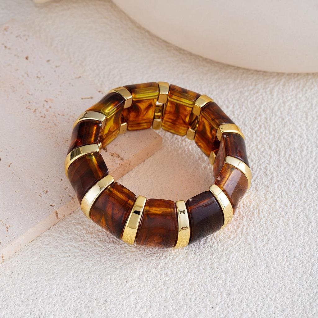Gradient Acrylic Stretch Bracelet: Geometric Sugar Cube Design for Women