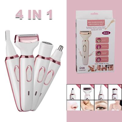 Bezdrátový elektrický dámský holicí strojek 4 v 1 Dobíjecí bezbolestný holicí strojek Zastřihovač bikin
