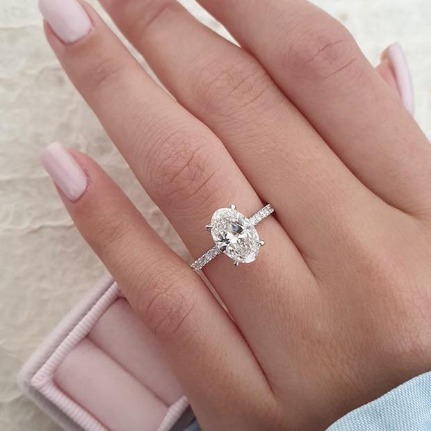 Custom Women Jewelry Cubic Zirconia Eternity Ring Promise Oval Diamond Engagement Wedding 925 Sterling Silver Ring