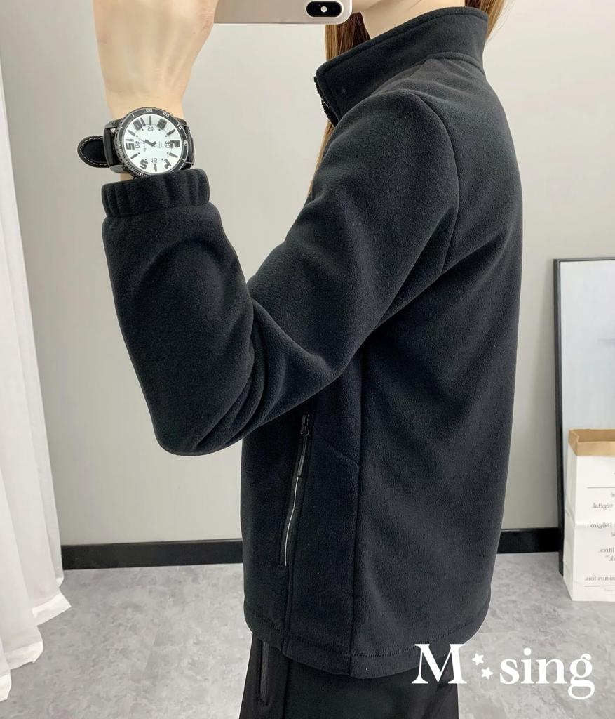 Fleece Jacket with Stand Perfect for Outdoor and and Features Long and Slimming Casual Size M-Sing Women's Full-Zip Collar, Golf, Activities, Fall,