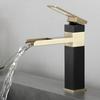 Black Gold Faucet Stainless Steel Waterfall Faucet Mixed Faucet Countertop Hot Cold Mixed Water Taps Bathroom Faucet Single Hole