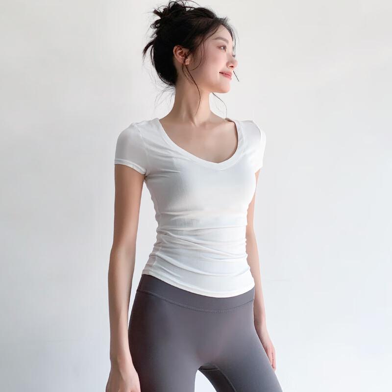 Junbie Women s V-Neck Short Sleeve Yoga & Fitness Top S