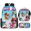 Superkitties Kids Backpack Set 3-Piece Cartoon School Bag Lightweight Durable for Boys Girls Preschool Elementary Gift