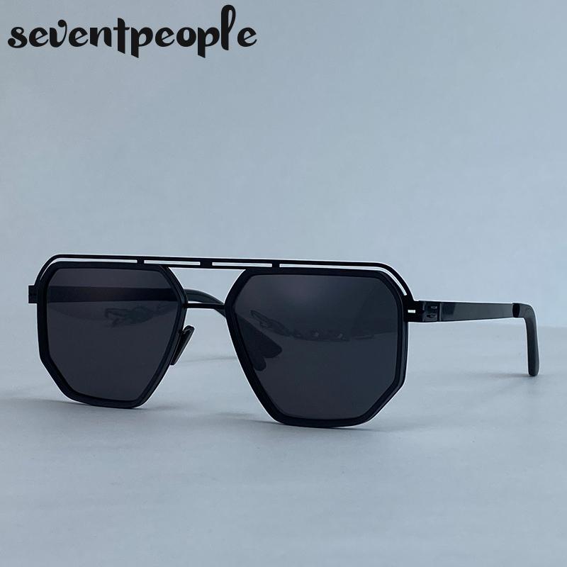 

Поляризованные солнцезащитные очки-многоугольники в стиле панк оверсайз для мужчин, роскошный бренд, модная металлическая оправа, квадратные солнцезащитные очки, классические солнцезащитные очки с двойной перекладиной