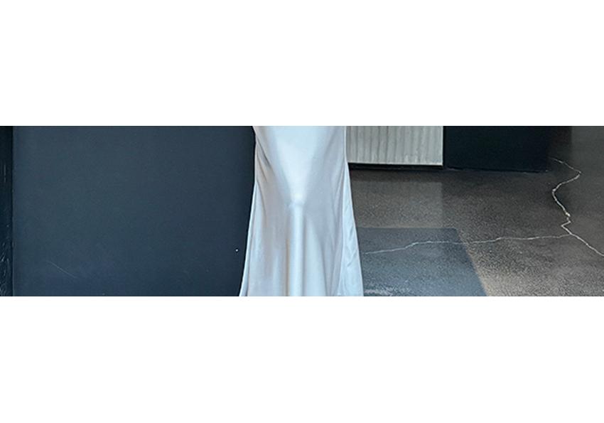 French High-end Mesh Splicing Satin Dress Temperament Celebrity Waist Slim Banquet Dress Female Summer