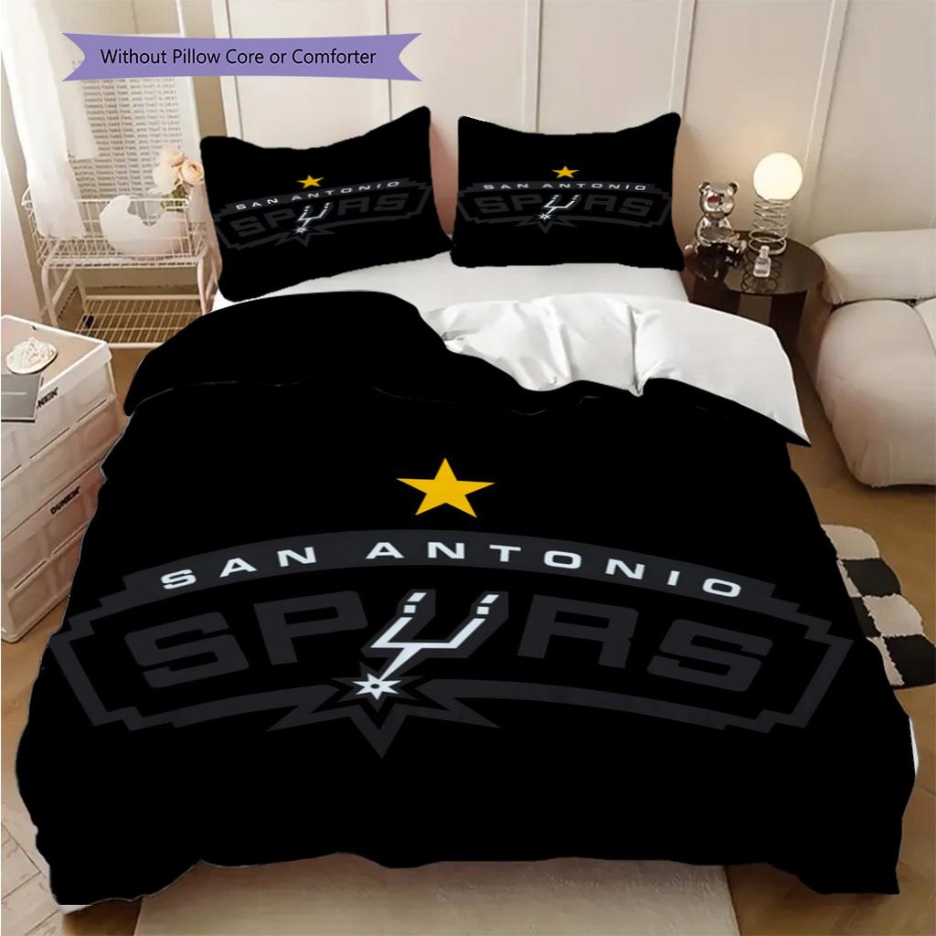 San Antonio Spurs Vivace Spirito di Squadra Set da Tre Pezzi(1 * copripiumino + 2 * federa, senza nucleo)Set biancheria da letto Morbido e confortevole
