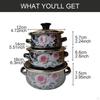 Set of 3 Enamel Stockpots with Lids and Handles for Cooking Soup At Home