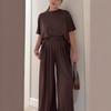 BITCED Women's Fashion Casual Short Sleeve O-Neck Pants Suits