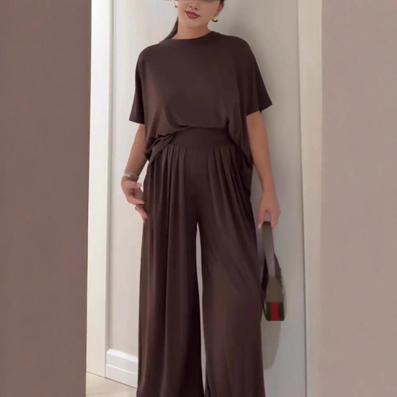 BITCED Women's Fashion Casual Short Sleeve O-Neck Pants Suits