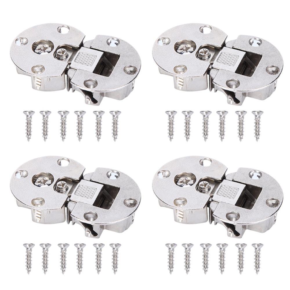 4pcs Zinc Alloy Concealed Cabinet Hinge Semicircular Folding Door Hinge Flap Door Hinge  Desks