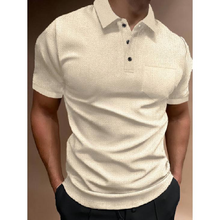 Summer New Men'S Polo Shirt Short-Sleeved Button-Down T-Shirt Loose Pocket Tops For Men